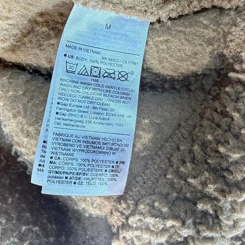 Old Navy Womens Sherpa Fleece Full Zip Jacket Brown Tan Teddy Coat Size M